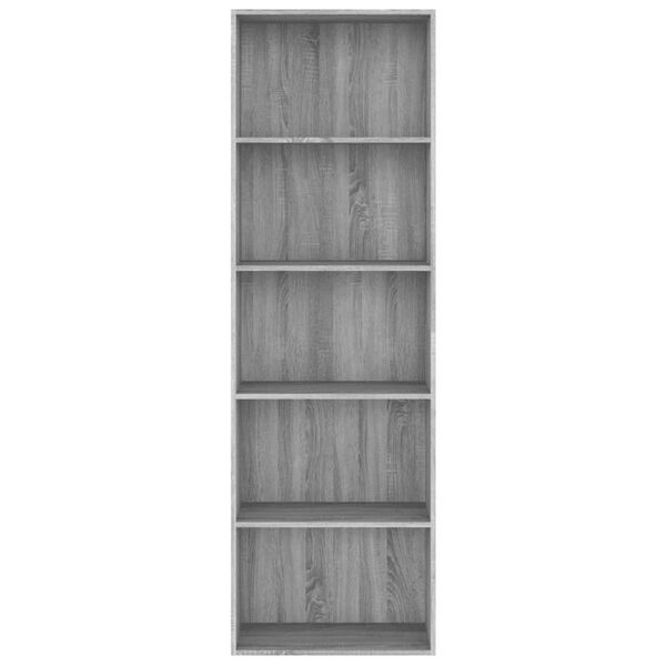 vidaXL B&uuml;cherregal 5 F&auml;cher Grau Sonoma 60x30x189 cm Holzwerkstoff