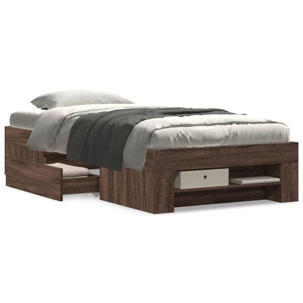 vidaXL Bettgestell ohne Matratze Braun Eiche 90x190 cm Holzwerkstoff