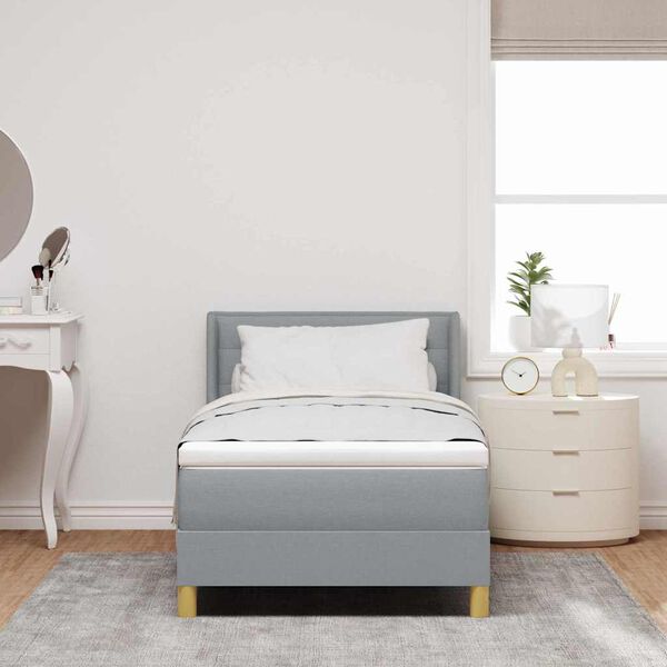 vidaXL Boxspringbett mit Matratze Hellgrau 80 x 200 cm Stoff