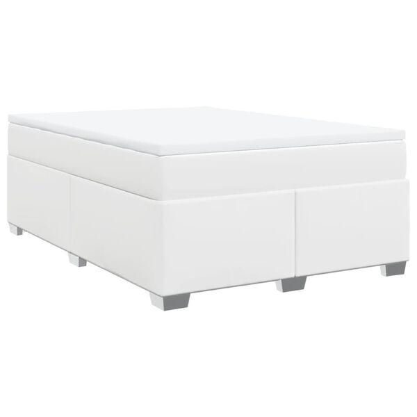 vidaXL Boxspringbett mit Matratze Wei&szlig; 160x200 cm Kunstleder