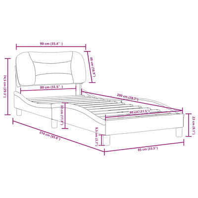 vidaXL Bettgestell mit Kopfteil Blau 80x200 cm Stoff