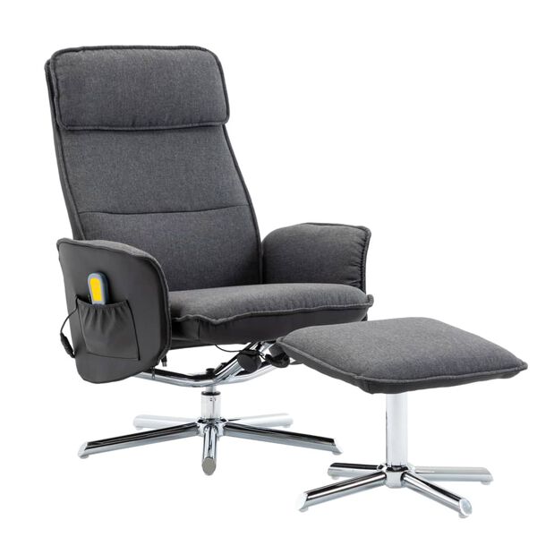 vidaXL Massagesessel mit Fu&szlig;hocker Dunkelgrau und Schwarz Stoff