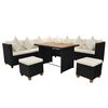 vidaXL 7-tlg. Garten-Lounge-Set mit Auflagen Poly Rattan Schwarz