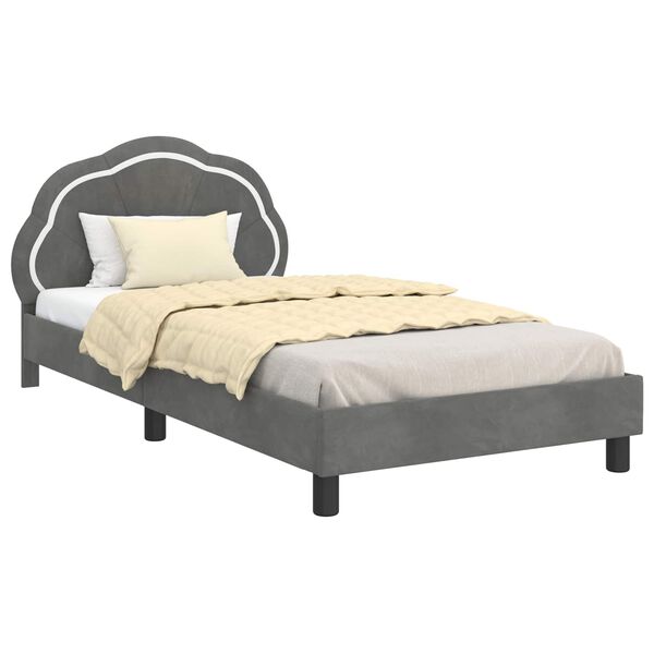 vidaXL Kinderbettgestell mit Kopfteil Dunkelgrau 90 x 190 cm Samt