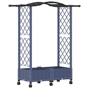 vidaXL Hochbeet mit Rankgitter und Dach Grau 124 x 40 x 129 cm PP