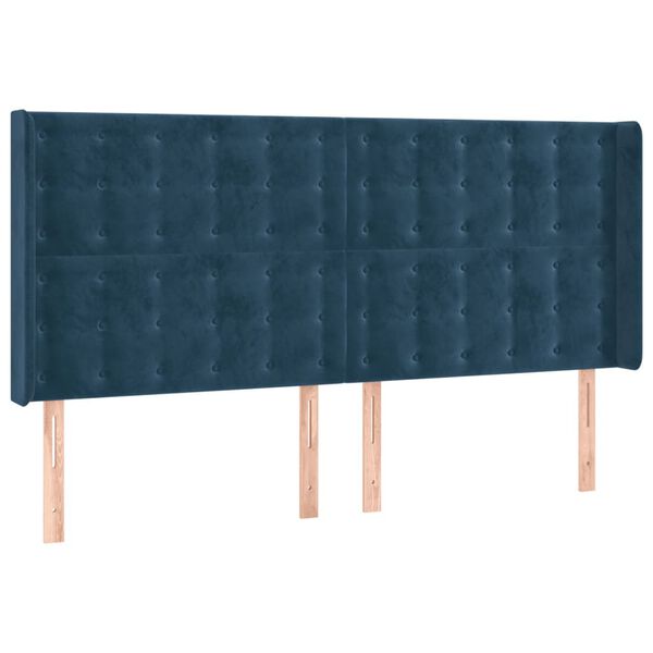 vidaXL Kopfteil mit Ohren Dunkelblau 183x16x118/128 cm Samt