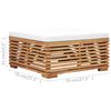 vidaXL Gartentisch und Fu&szlig;hocker Set mit Creme Kissen Teak Massivholz