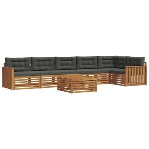 vidaXL Outdoor-Sofagarnitur mit Kissen 7 pcs Natur und Anthrazit