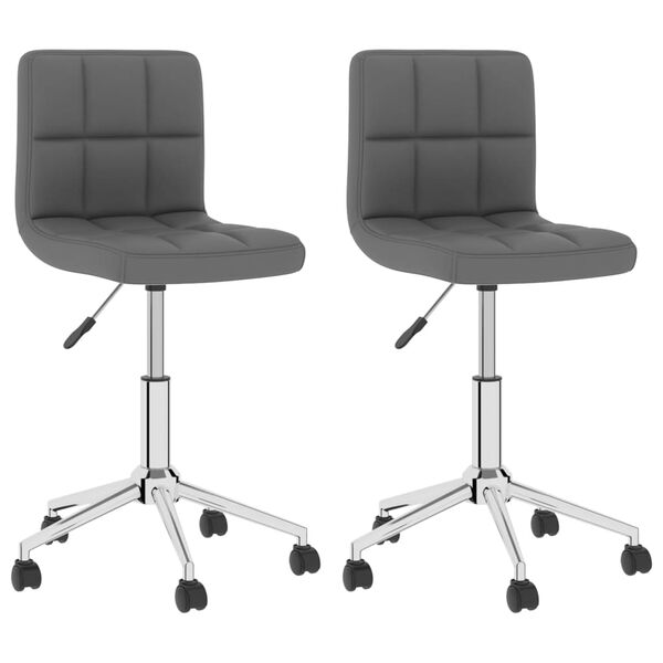 vidaXL Esszimmerst&uuml;hle 2 Stk. Drehbar Grau Kunstleder