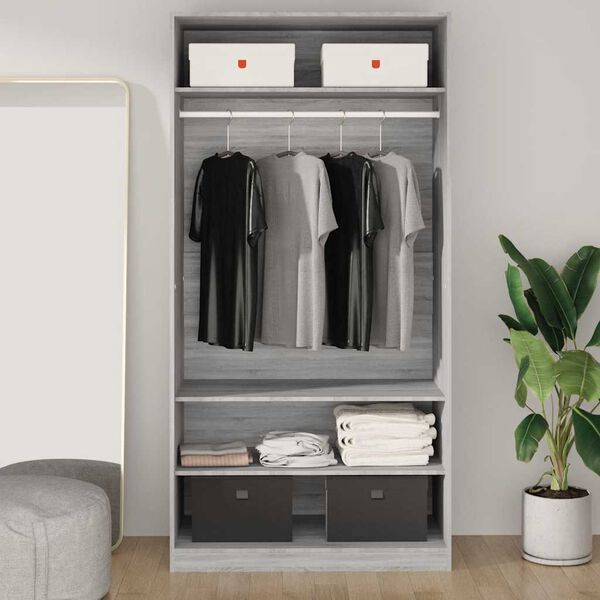 vidaXL Kleiderschrank Grau Sonoma 100x50x200 cm Holzwerkstoff