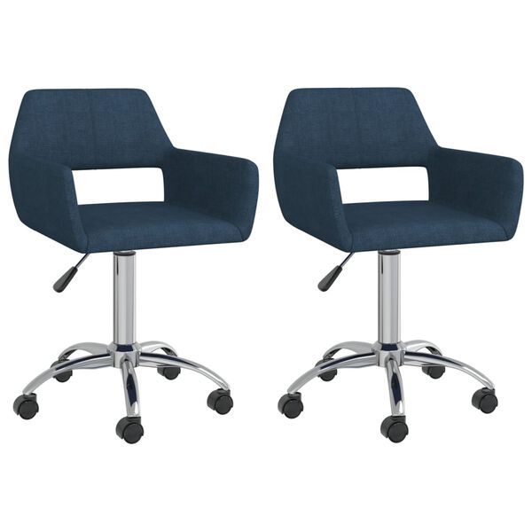 vidaXL Esszimmerst&uuml;hle 2 Stk. Drehbar Blau Stoff