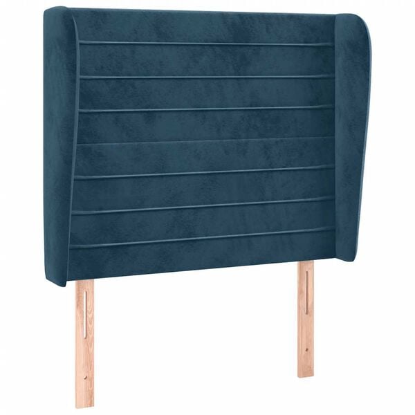 vidaXL Kopfteil mit Ohren Dunkelblau 93x23x118/128 cm Samt