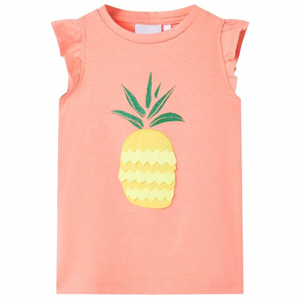 Kinder-T-Shirt Neonkoralle 128