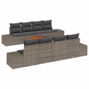 vidaXL Gartensofa-set mit Speicher 9 pcs Grau Poly-Rattan