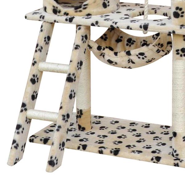 vidaXL Katzenbaum Beige mit Pfotenabdruck 83 x 72 x 140 cm Holz