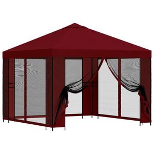 vidaXL Garten Pavillon mit Seitenw&auml;nden 3 x 3 m Bordeauxrot