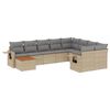vidaXL 10-tlg. Garten-Sofagarnitur mit Kissen Beige Poly Rattan