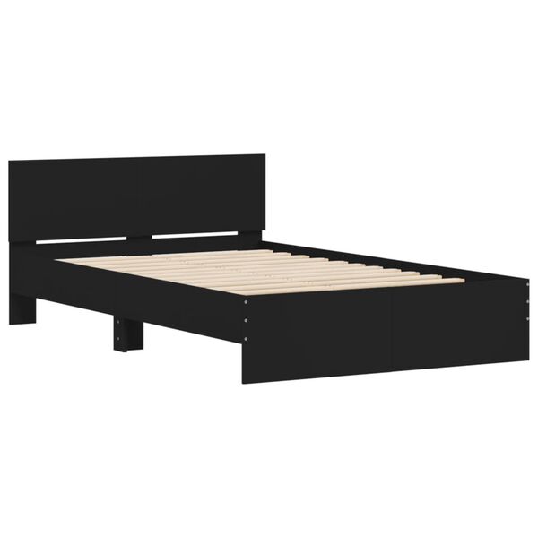 vidaXL Bettgestell mit Kopfteil Schwarz 120x190 cm