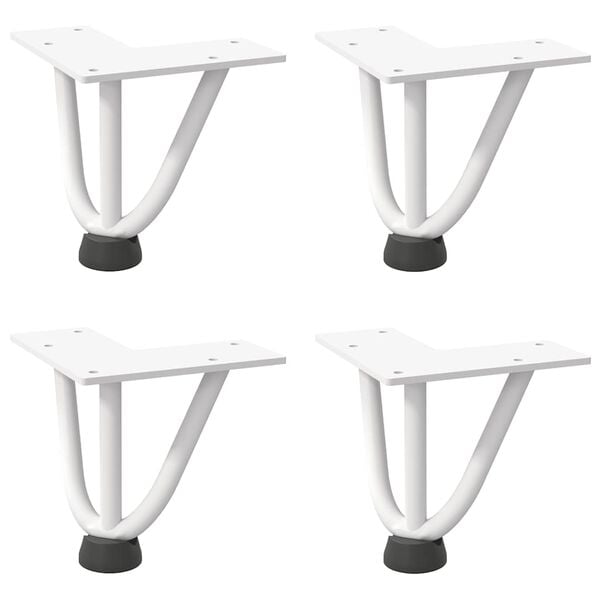 vidaXL Haarnadelbeine für Couchtisch 4 Stk. Weiß 10 cm Massivstahl