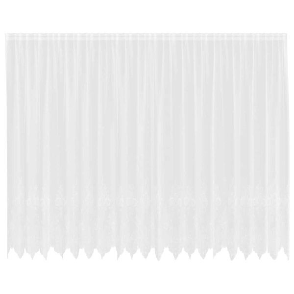 vidaXL Spitzenvorhang mit Vorh&auml;ngen Floral Wei&szlig; 245 x 500 cm Polyester