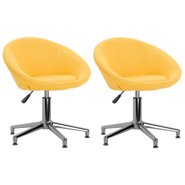 vidaXL Esszimmerst&uuml;hle 2 Stk. Drehbar Gelb Stoff