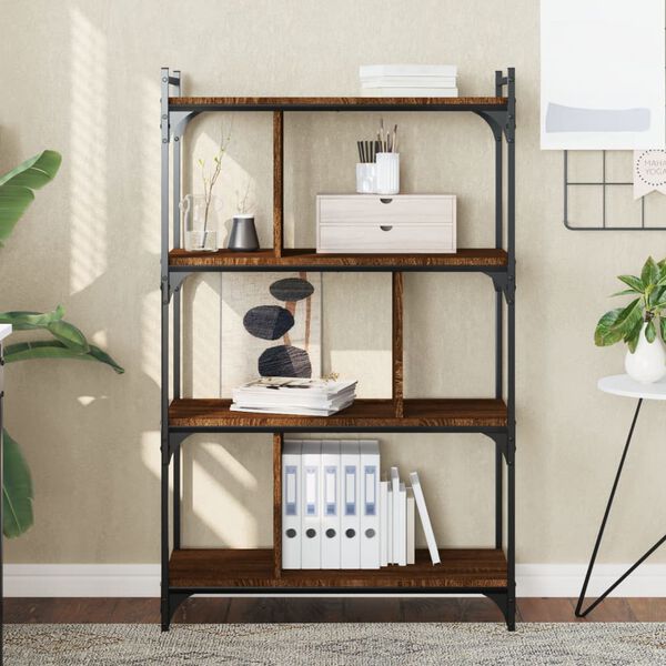 vidaXL B&uuml;cherregal 4 B&ouml;den Braun Eiche-Optik 76x32x123cm Holzwerkstoff