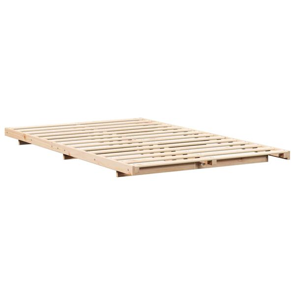 vidaXL Bodenbettgestell Braun 120 x 200 cm Massivholz Kiefer