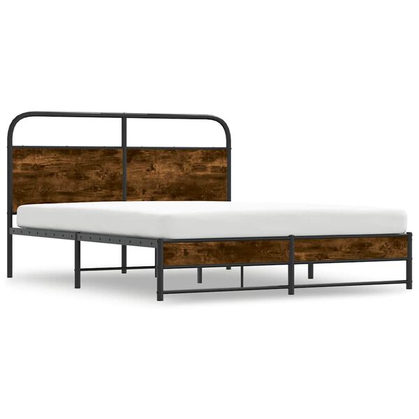 vidaXL Bettgestell ohne Matratze 150x200 cm R&auml;uchereiche Holzwerkstoff