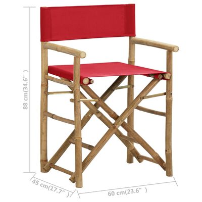 vidaXL Klappbare Regiestühle 2 Stk. Rot Bambus und Stoff