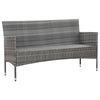 vidaXL 3-Sitzer-Gartensofa mit Polstern Grau Poly Rattan