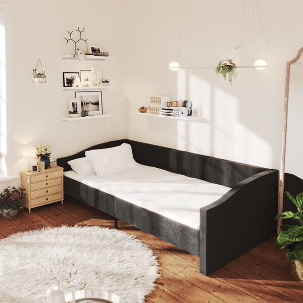 vidaXL Tagesbett mit Matratze USB Schwarz Stoff 90x200 cm