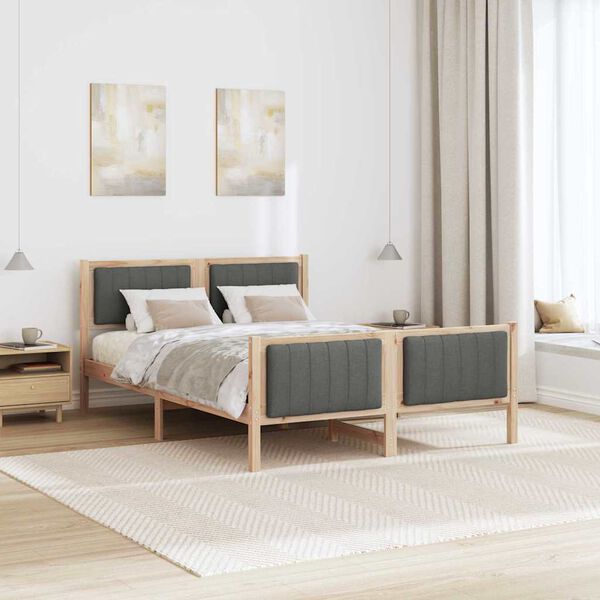 vidaXL Bettgestell Braun und Dunkelgrau 140 x 200 cm Massivholz Kiefer