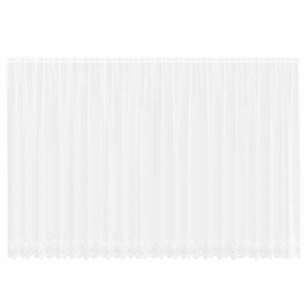 vidaXL Spitzenvorhang mit Vorh&auml;ngen Floral Wei&szlig; 200 x 600 cm Polyester