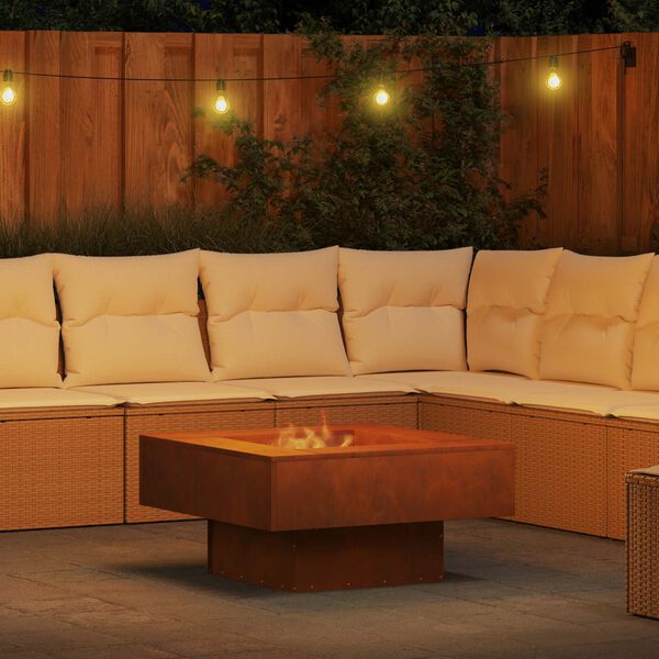 vidaXL Feuerstelle Braun 80 x 80 x 40 cm Wetterfeststahl