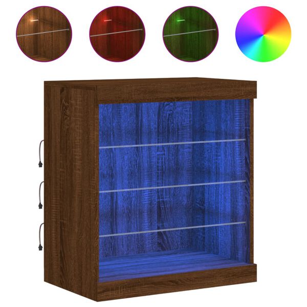 vidaXL Sideboard mit LED-Leuchten Braun Eichen-Optik 60,5x37x67 cm