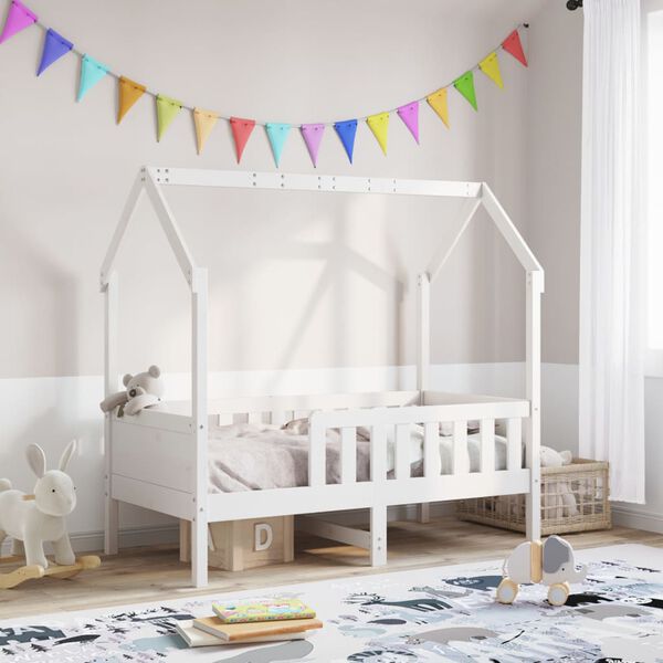 vidaXL Kinderbett Hausbett Wei&szlig; 80x160 cm Massivholz Kiefer