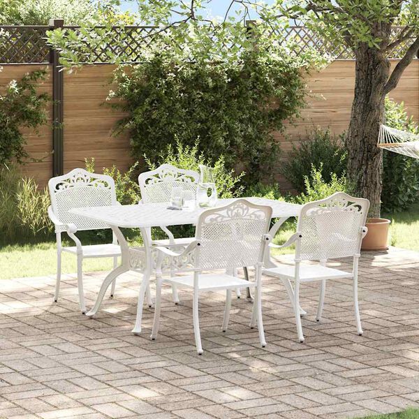 vidaXL Garten Essgruppe 5 pcs Wei&szlig; Aluminium