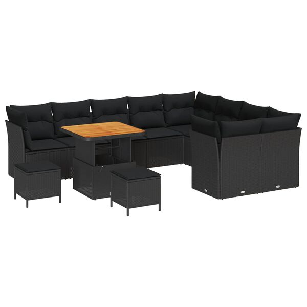 vidaXL Garten-Sofa-Set 12 pcs Schwarz Poly-Rattan