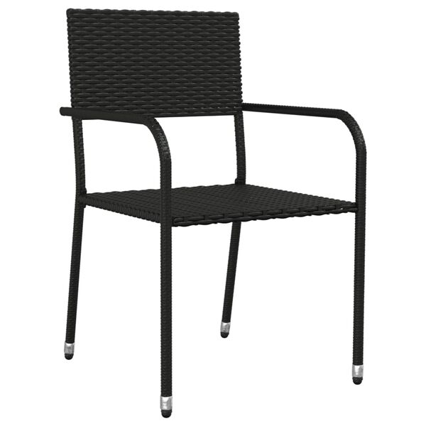 vidaXL 7-tlg. Garten-Essgruppe Schwarz Poly Rattan und Stahl