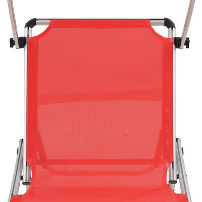 vidaXL Sonnenliege Klappbar mit Sonnenschutz Alu und Textilene Rot
