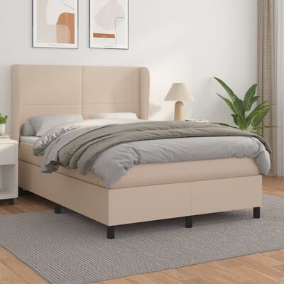 vidaXL Boxspringbett Matratze Cappuccino-Braun 140x200cm Kunstleder