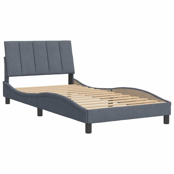 vidaXL Bettgestell ohne Matratze "Hanko" Dunkelgrau 100x203 cm Samt