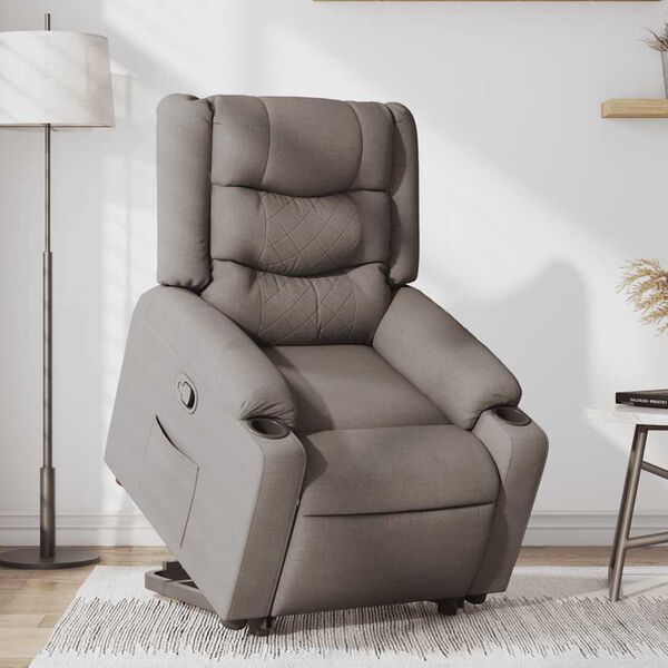vidaXL Relaxsessel mit Aufstehhilfe Taupe Stoff