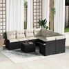 vidaXL Garten-Sofa-Set mit Kissen mit Speicher 9 pcs Schwarz und Creme