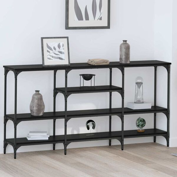 vidaXL Konsolentisch mit Regal Schwarz Eichen-Optik 160 x 29 x 80 cm