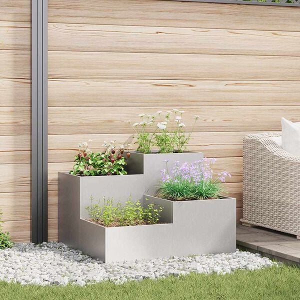 vidaXL Gartenblumentopf Silber 100 x 100 x 60 cm Edelstahl