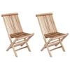 vidaXL Klappbarer Gartenstuhl 2 pcs Natur Massivholz Teak