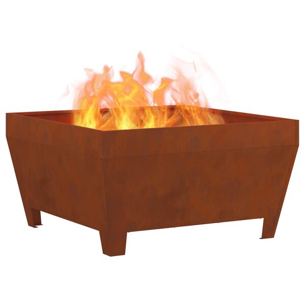 vidaXL Feuerstelle Braun 80 x 80 x 43 cm Wetterfeststahl