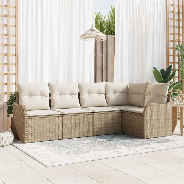 vidaXL Gartensofa-set Beige Poly-Rattan