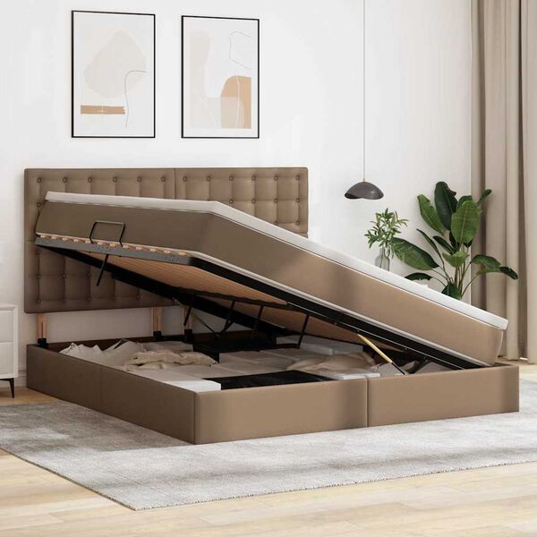 vidaXL Bett mit Stauraum und LED Cappuccino 180 x 200 cm Kunstleder